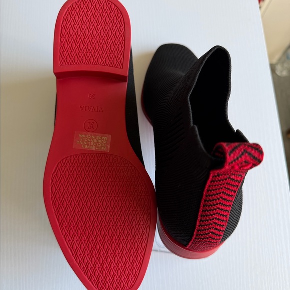 🖤👢 VIVAIA Knit Ankle Boots Black with Red Sole | Eco-Friendly Comfort - Picture 6 of 8